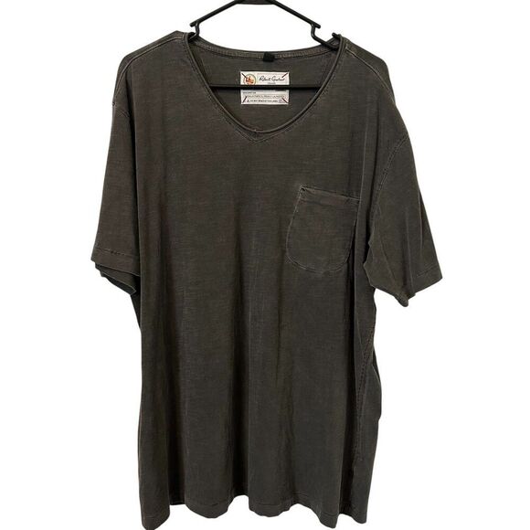 Robert Graham Jeans Shirt Mens 3XL Gray V Neck Pocket Distressed Stitch Cotton - Picture 1 of 12